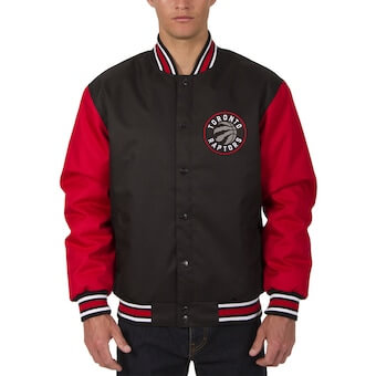 Men's JH Design Black/Red Toronto Raptors Poly-Twill Full-Snap Jacket